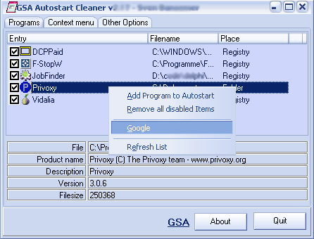 GSA Autostart Cleaner 2.45