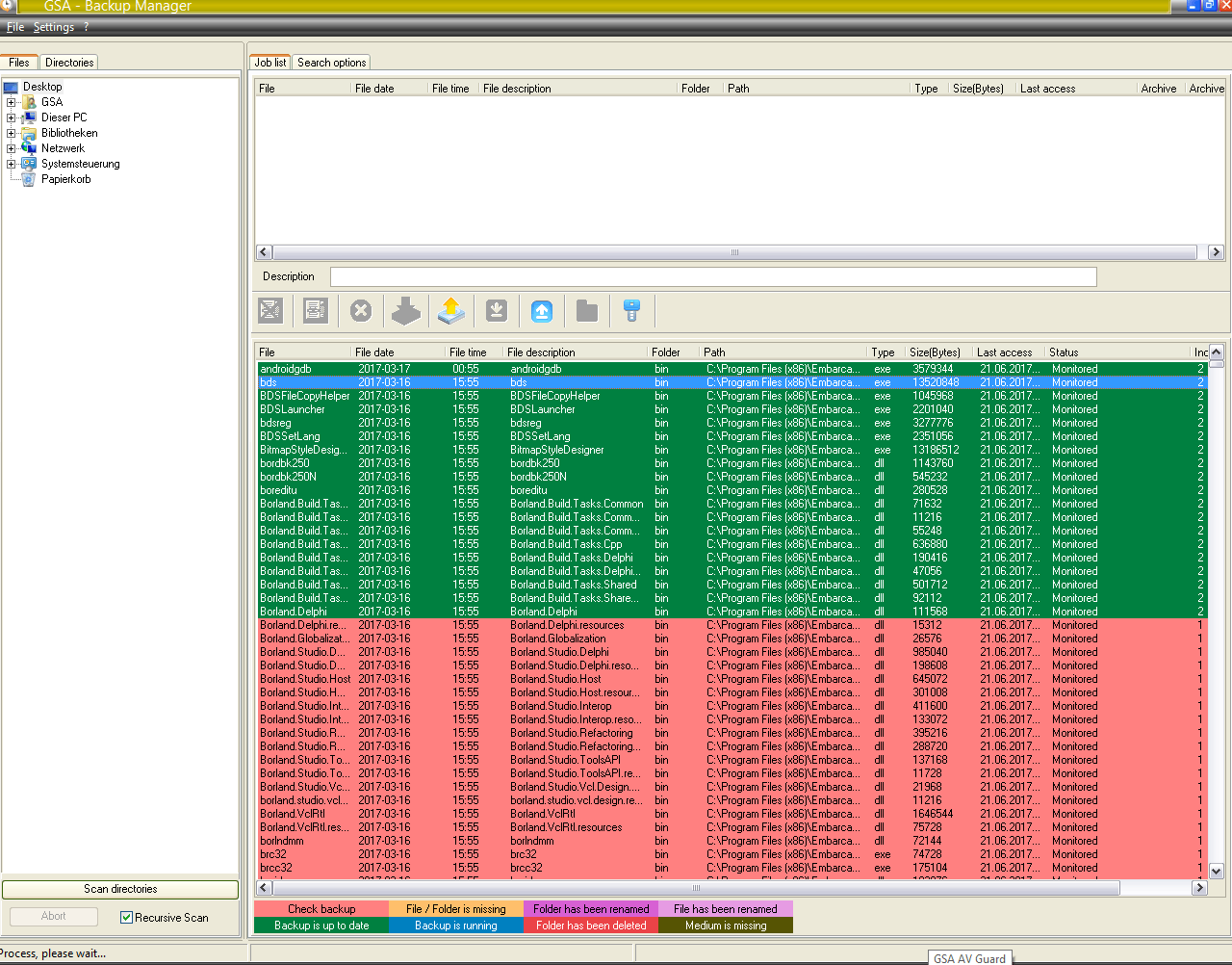 GSA Backup Manager 2.1.2 screenshot
