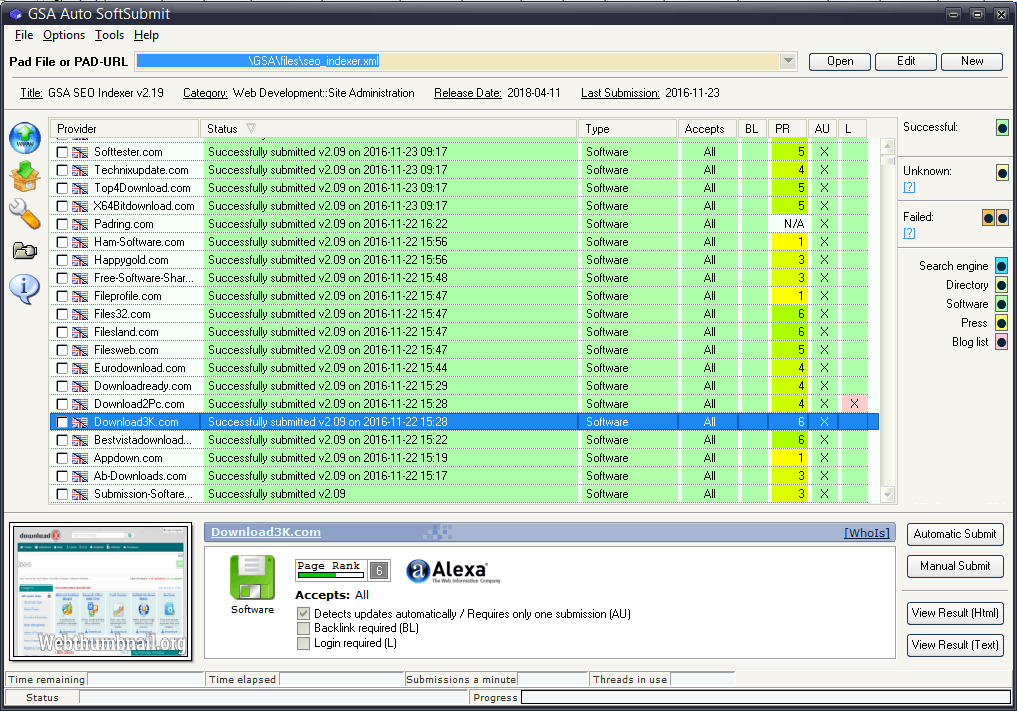 GSA Auto SoftSubmit 8.12 screenshot